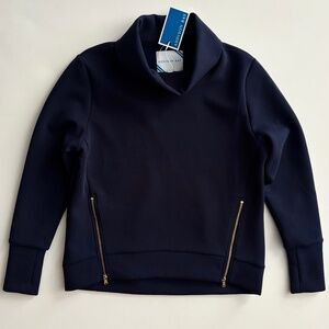 Addison Bay Navy Blue Side Zip Polished Double Knit Everyday Pullover Sweater